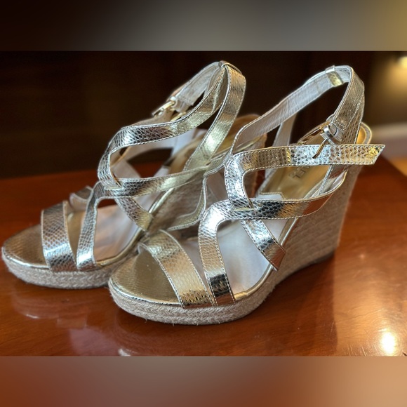 Michael Kors Gold Wedge Sandals, Size 8.5. - Picture 5 of 5